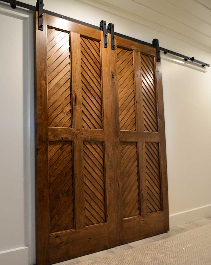 Custom Barn Track Doors in Knotty Alder - Simmons Custom Cabinetry ...