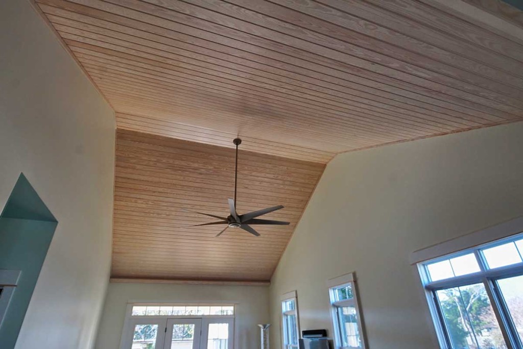 White-Ash-Tongue-&-Grove-ceiling - Simmons Custom Cabinetry & Millwork